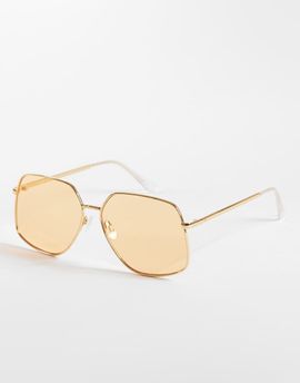 Aire AIRE altair angular 70s aviator sunglasses in gold and amber tint
