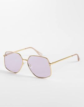 Aire AIRE altair angular 70s aviator sunglasses in gold with lilac lens