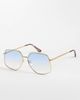 Aire AIRE altair angular aviator sunglasses in gold with blue lens - 1