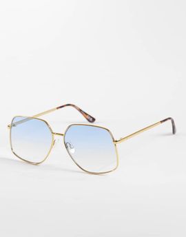 Aire AIRE altair angular aviator sunglasses in gold with blue lens