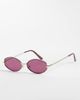 Aire AIRE objective slim oval metal sunglasses in gold with burgundy lens - 1