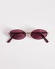 Aire AIRE objective slim oval metal sunglasses in gold with burgundy lens - 3