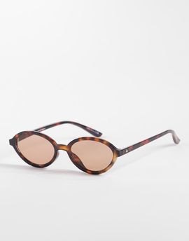 Aire AIRE pyxis slim round sunglasses in dark tort with amber tinted lens-Brown
