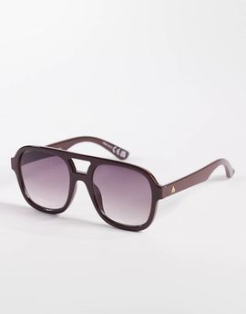 Aire AIRE whirlpool aviator sunglasses in burgundy with smoke lens-Red