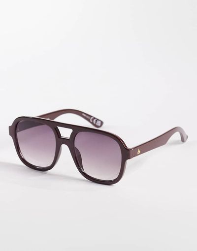 Aire AIRE whirlpool aviator sunglasses in burgundy with smoke lens-Red