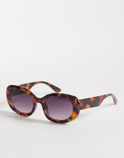 AJ Morgan AJ Morgan memories chunky oval sunglasses in tort with purple tinted lens-Brown