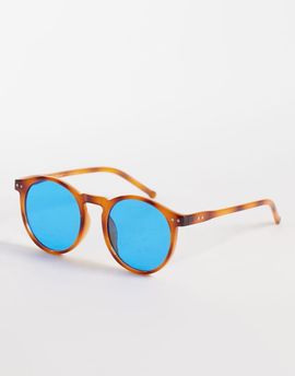 AJ Morgan AJ Morgan pause round sunglasses in tort with blue tinted lenses-Brown