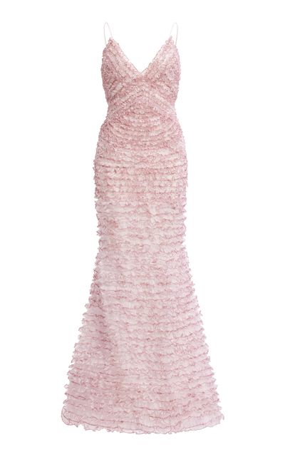 Aje Aje Amaris Ruffled Gown Pink S