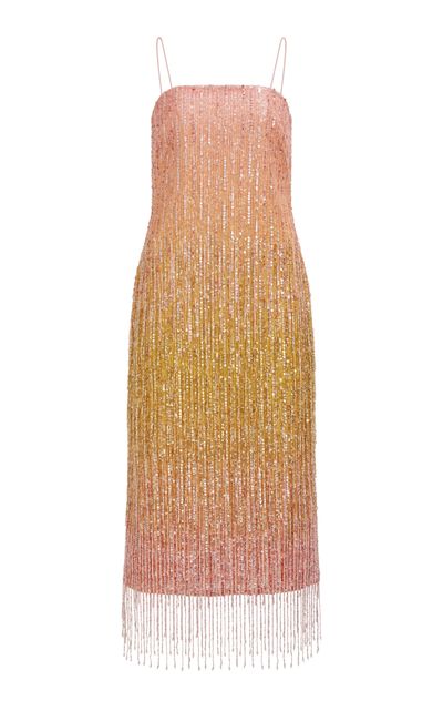 Aje Aje Amulet Sequined LinenBlend Midi Dress Pink XL