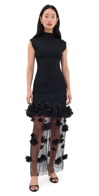 Aje Aje Fleura Knit Midi Dress Black