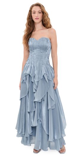 Aje Aje Gleam Gown Metallic Blue