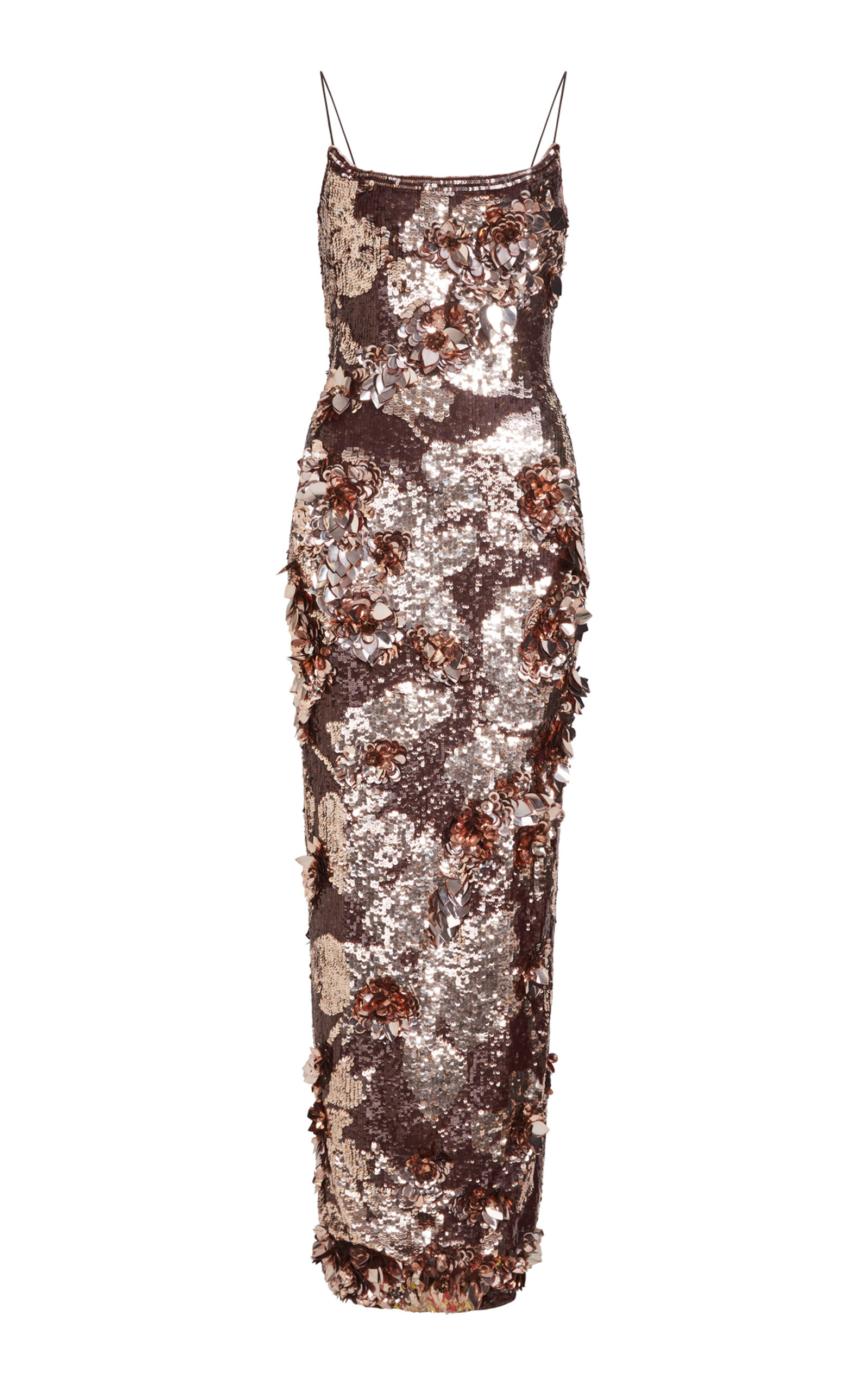Aje Aje Halo Sequined Midi Dress Brown L