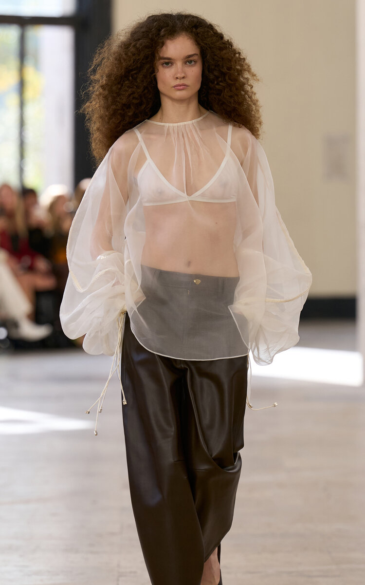 Aje Aje Lunetta Oversized Organza Top Ivory AU 10