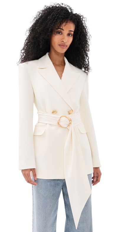 Aje Aje Simone Lace Back Blazer Ivory