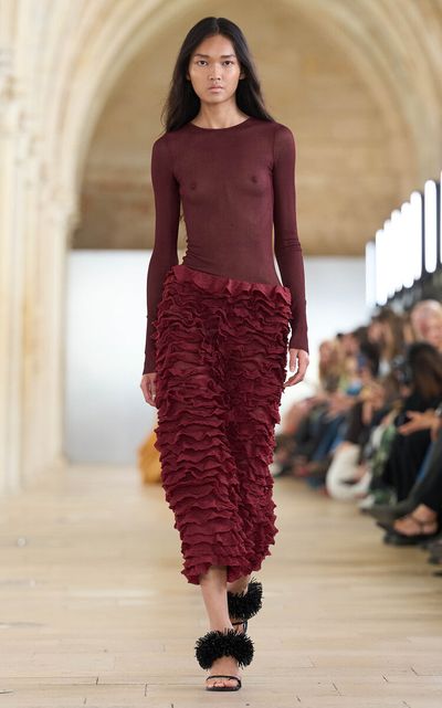 Aje Aje Thalea Ruffle Knit Midi Skirt
