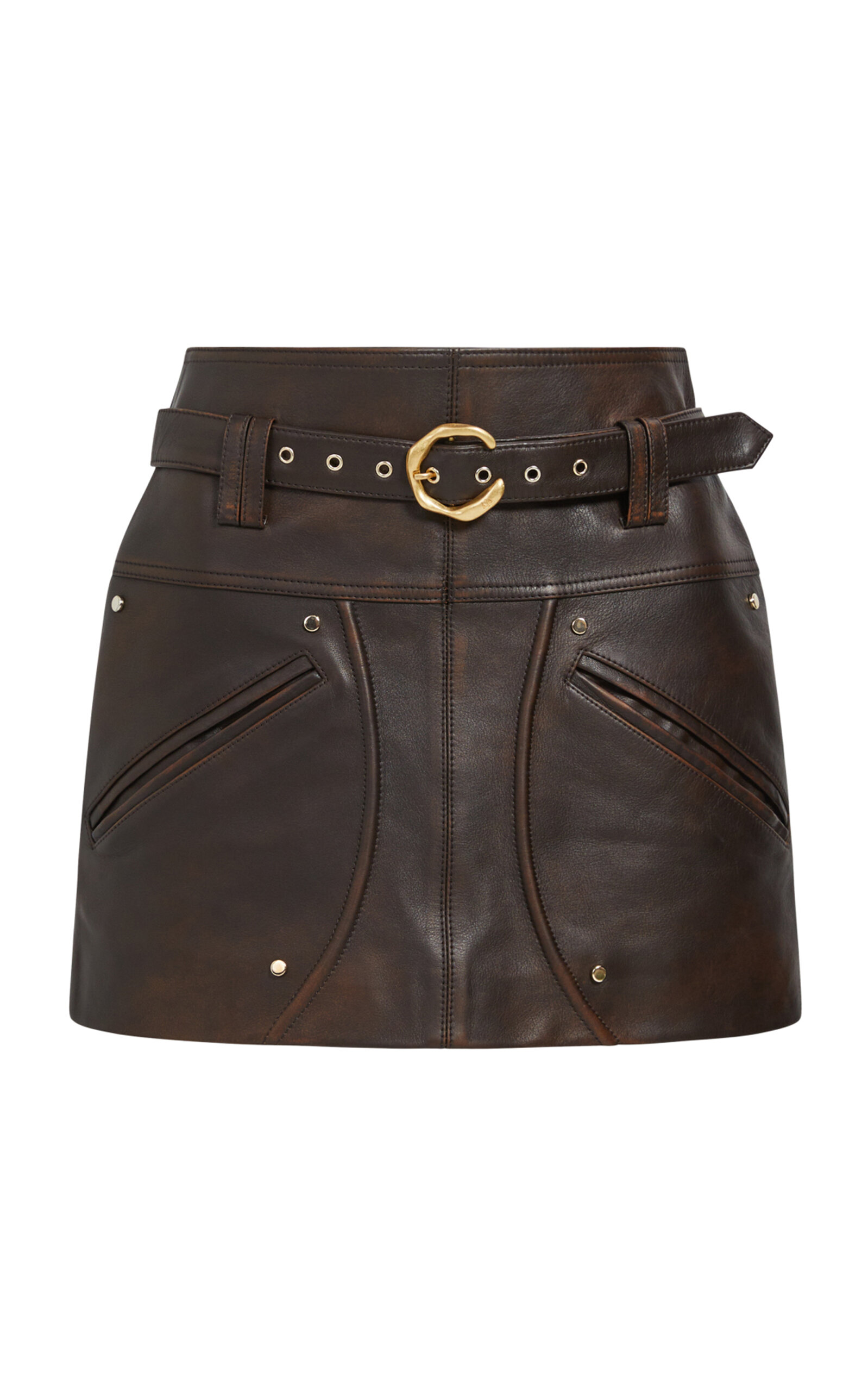 Aje Aje Vexa PocketDetailed Leather Mini Skirt Brown AU 10