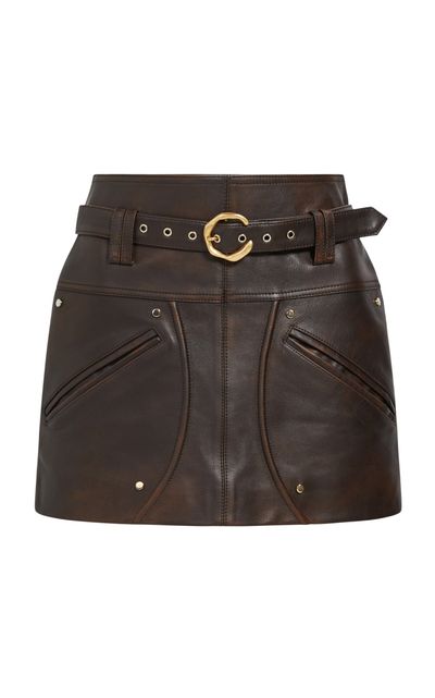 Aje Aje Vexa PocketDetailed Leather Mini Skirt Brown AU 10