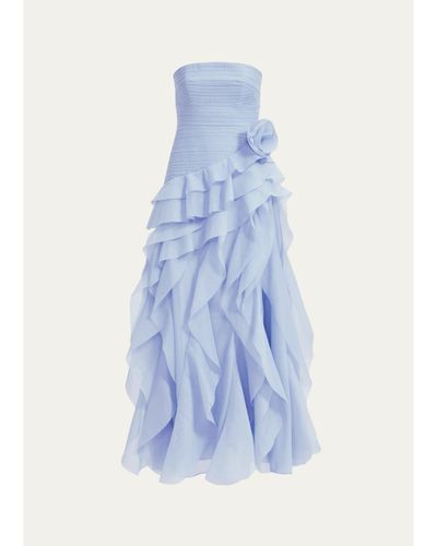 Aje Canyon Strapless Tiered Ruffle Gown