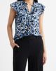 AK ANNE KLEIN AK ANNE KLEIN Abstract Floral V-Neck Button-Up Knit Top - 1