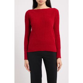 AK ANNE KLEIN AK ANNE KLEIN Chenille Rib Bateau Neck Sweater