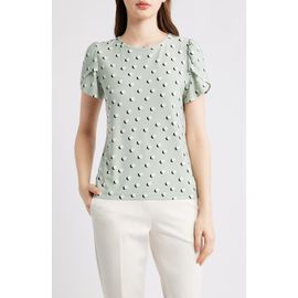 AK ANNE KLEIN AK ANNE KLEIN Circle Print Tulip Sleeve Top