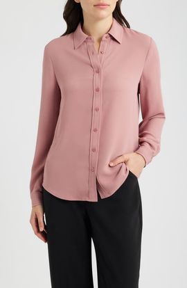 AK ANNE KLEIN AK ANNE KLEIN Clean Front Utility Button-Up Shirt