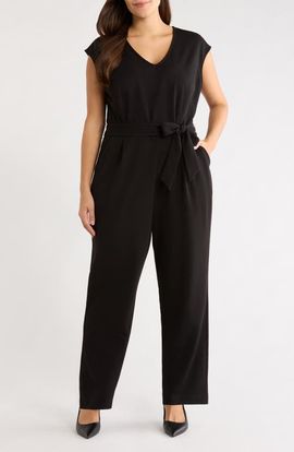 AK ANNE KLEIN AK ANNE KLEIN Dot Tie Waist Crop Jumpsuit