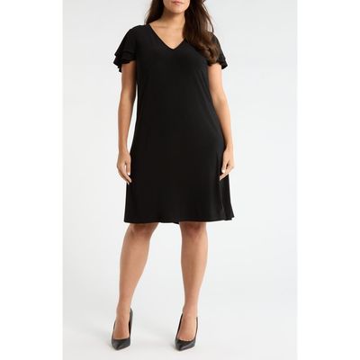 AK ANNE KLEIN AK ANNE KLEIN Double Flutter Sleeve A-Line Dress