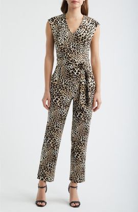 AK ANNE KLEIN AK ANNE KLEIN Extended Shoulder Straight Leg Jumpsuit