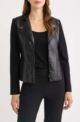 AK ANNE KLEIN AK ANNE KLEIN Faux Leather Moto Jacket