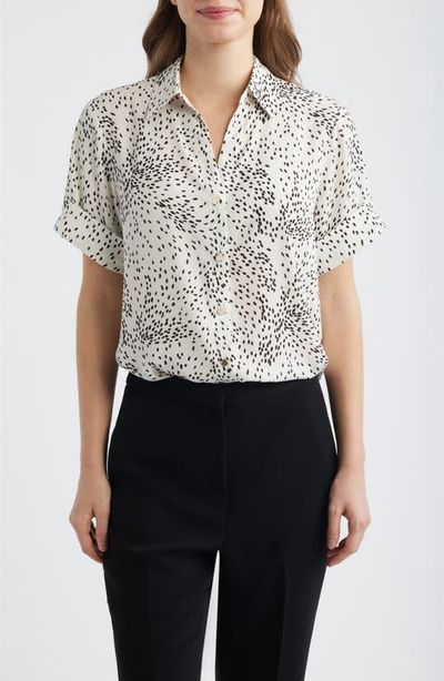 AK ANNE KLEIN AK ANNE KLEIN Fleck Print Short Sleeve Button-Up Shirt
