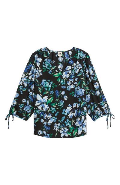 AK ANNE KLEIN AK ANNE KLEIN Floral Print Tie Cuff Top