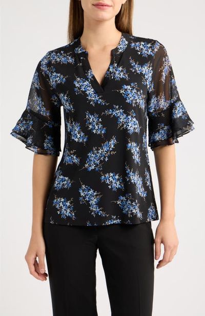 AK ANNE KLEIN AK ANNE KLEIN Floral Ruffle Sleeve Top