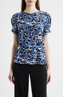 AK ANNE KLEIN AK ANNE KLEIN Floral Short Sleeve Top