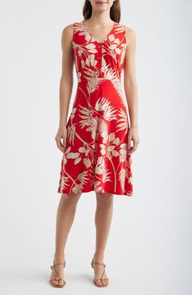 AK ANNE KLEIN AK ANNE KLEIN Floral Sleeveless A-Line Dress