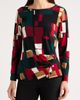 AK ANNE KLEIN AK ANNE KLEIN Geometric Print Ruched Long Sleeve Top - 1