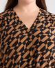 AK ANNE KLEIN AK ANNE KLEIN Geometric Print Split Neck Long Sleeve Top - 4