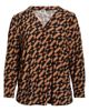 AK ANNE KLEIN AK ANNE KLEIN Geometric Print Split Neck Long Sleeve Top - 5