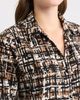AK ANNE KLEIN AK ANNE KLEIN Grid Print Three-Quarter Sleeve Button Front Shirt - 4