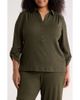 AK ANNE KLEIN AK ANNE KLEIN Half Placket Roll Tab Top - 1