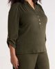 AK ANNE KLEIN AK ANNE KLEIN Half Placket Roll Tab Top - 3