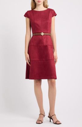 AK ANNE KLEIN AK ANNE KLEIN Heritage Faux Suede Midi Dress