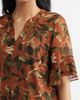 AK ANNE KLEIN AK ANNE KLEIN Leaf Print Ruffle Sleeve Shirt - 4