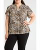 AK ANNE KLEIN AK ANNE KLEIN Leopard Print Tulip Sleeve Popover Top - 1