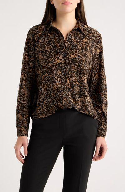 AK ANNE KLEIN AK ANNE KLEIN Paisley Jersey Button Down Shirt