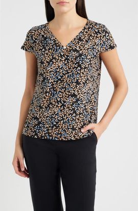 AK ANNE KLEIN AK ANNE KLEIN Print One-Button Top
