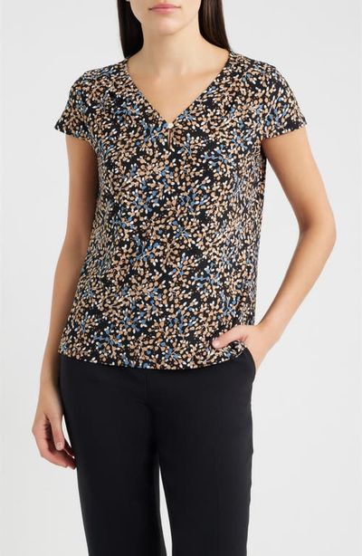 AK ANNE KLEIN AK ANNE KLEIN Print One-Button Top