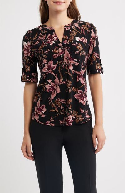 AK ANNE KLEIN AK ANNE KLEIN Print Roll Tab Shirt