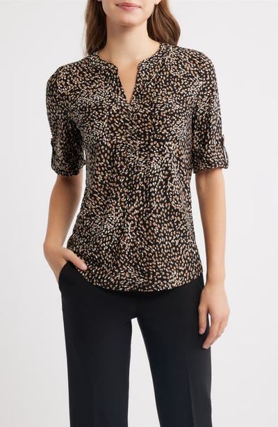 AK ANNE KLEIN AK ANNE KLEIN Print Roll Tab Top