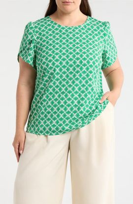 AK ANNE KLEIN AK ANNE KLEIN Print Tulip Sleeve Knit Top